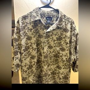VINTAGE Penta Club Mens Button Down Shirt Size XXLarge 100% Silk  Short Sleeve